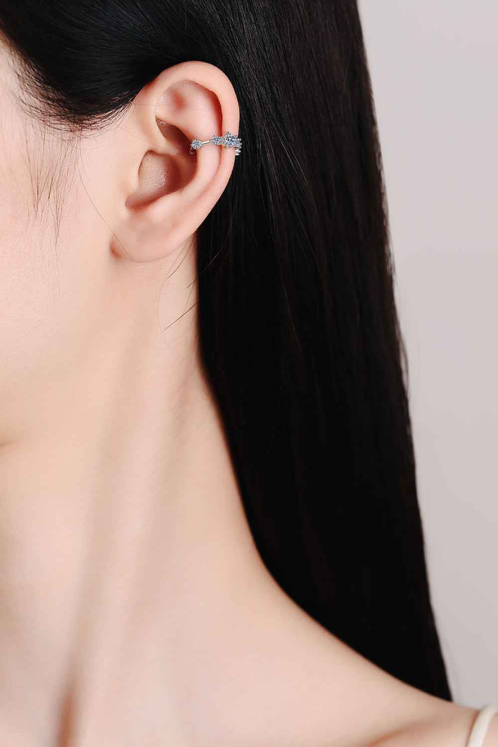 Sleek Sparkle: Moissanite Cuff Earrings
