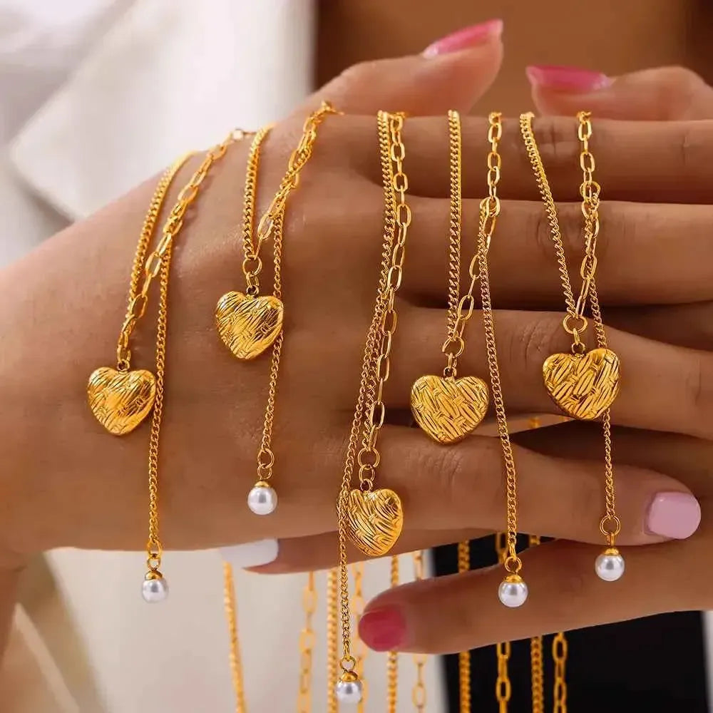 Gold-Plated Pearl Heart Pendant