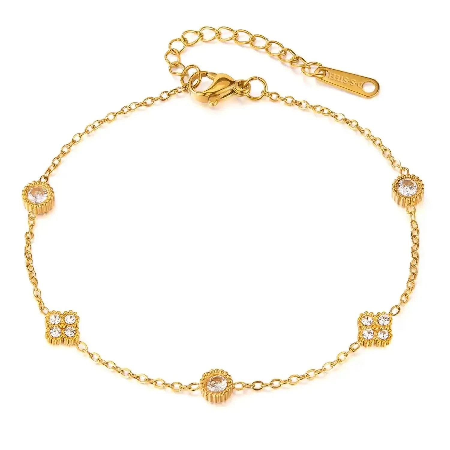 18K Gold Zircon Inlay Bracelet