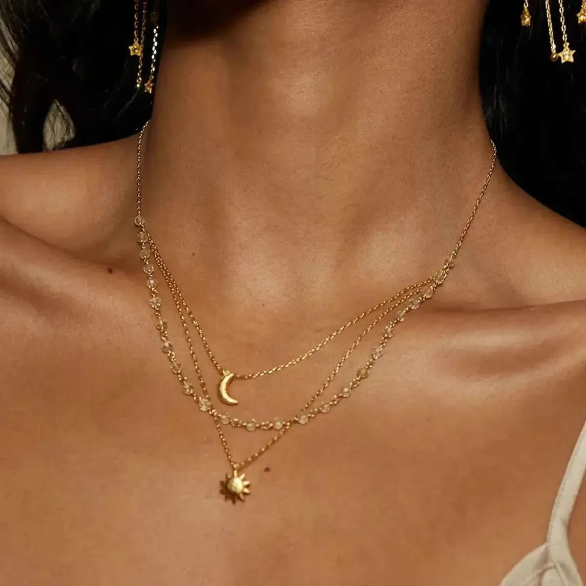 Sun & Moon Gold-Plated Pendant Necklace