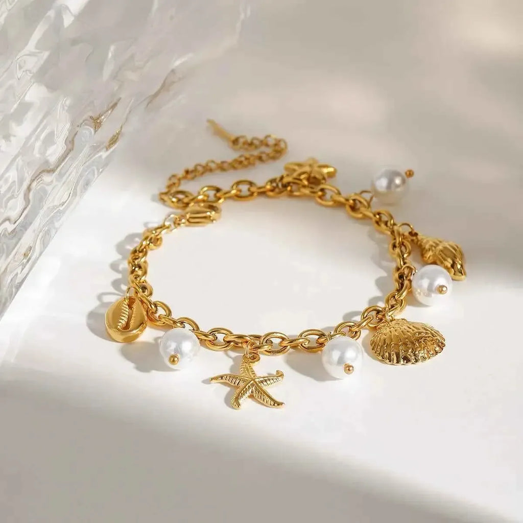 Ocean Theme Shell & Starfish Bracelet