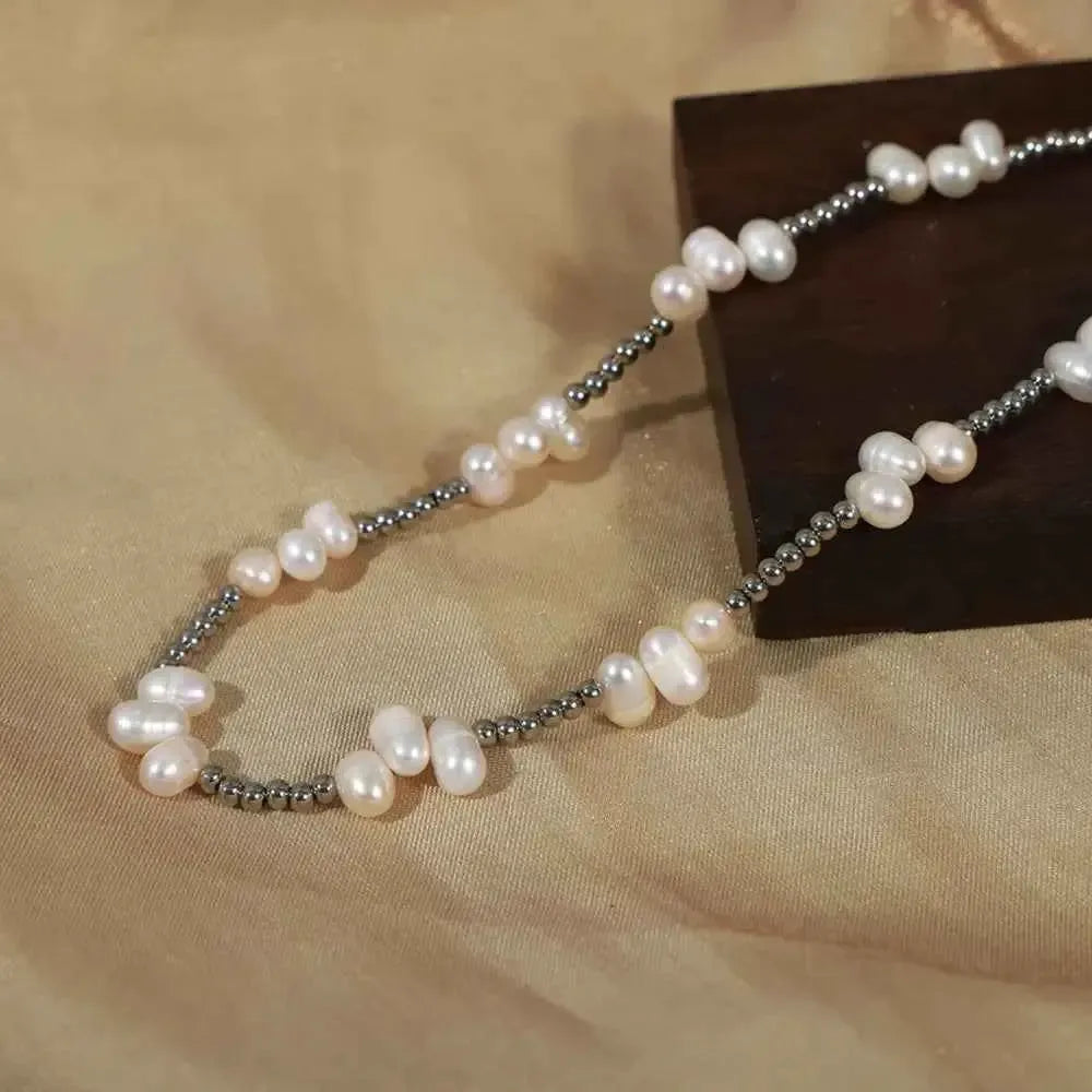 Gold-Plated Pearl Bead Chain Necklace