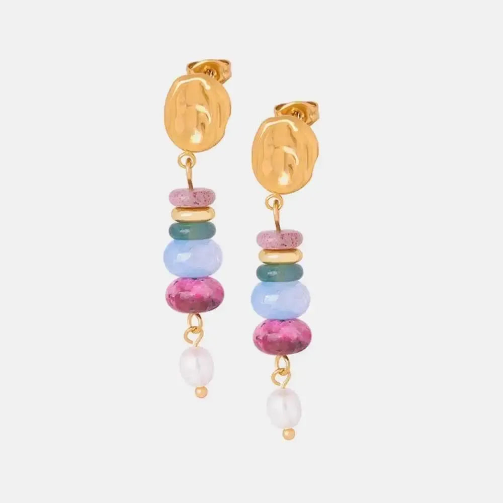 Freshwater Pearl & Stone Dangle Earrings
