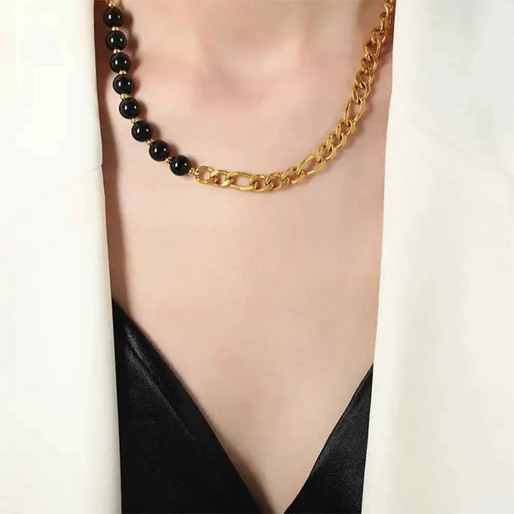 Statement Beaded Chain Necklace
