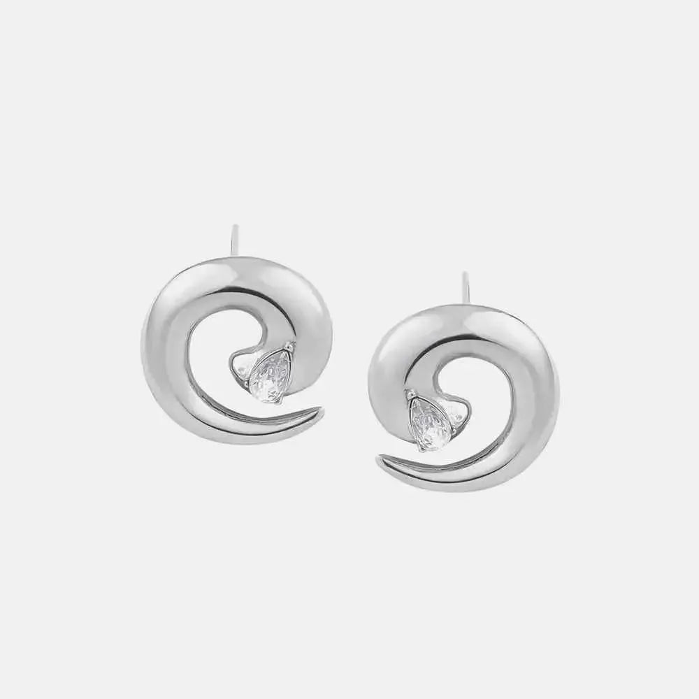 Spiral Zircon Titanium Steel Earrings