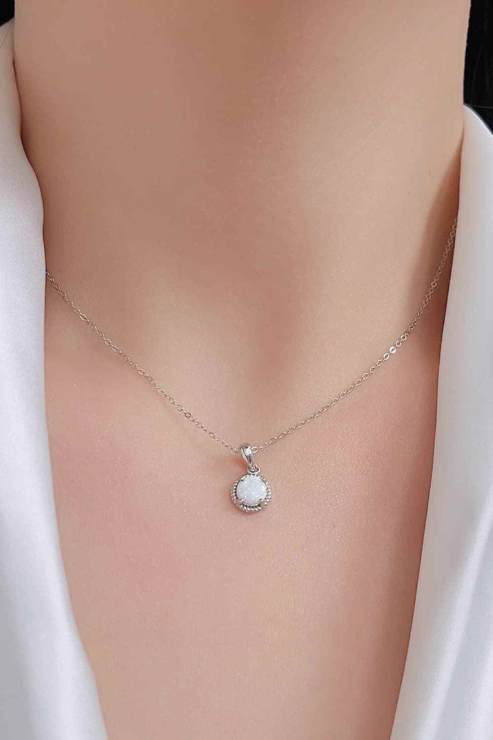 Opal Round Sterling Silver Necklace
