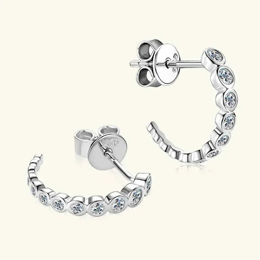Luxe Sterling Silver C-Hoop Studs