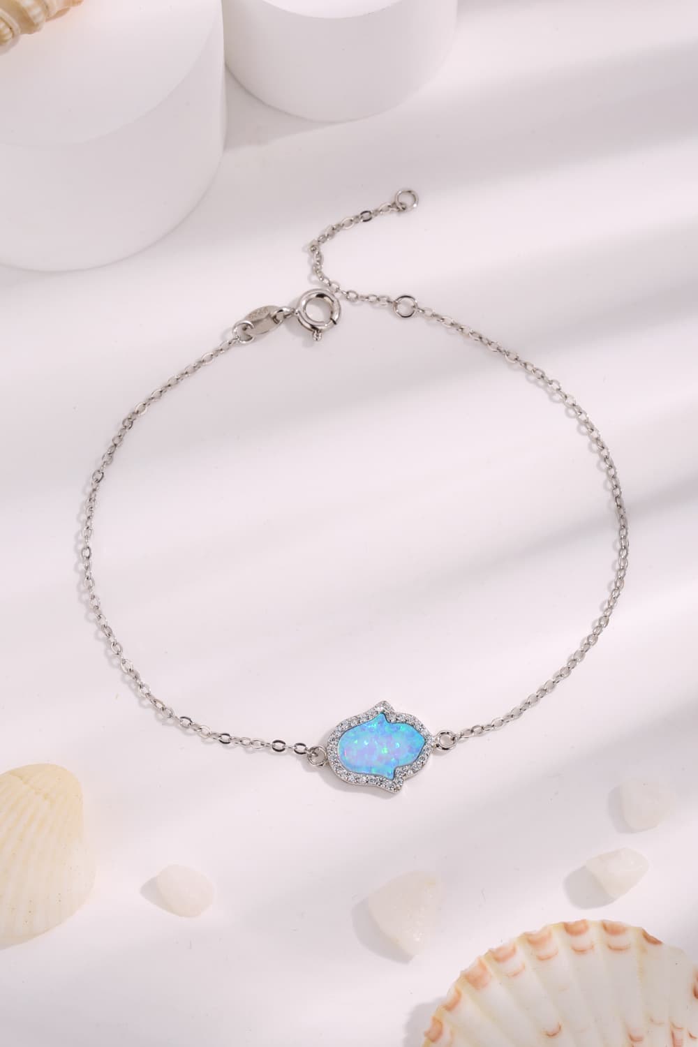 Elegant Opal & Silver Wristchain
