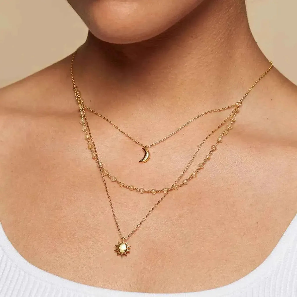 Sun & Moon Gold-Plated Pendant Necklace