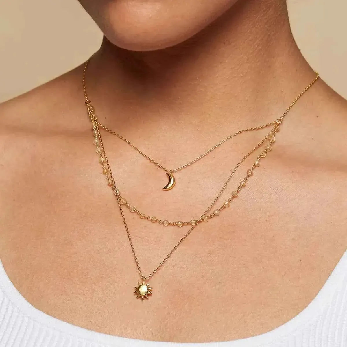 Sun & Moon Gold-Plated Pendant Necklace