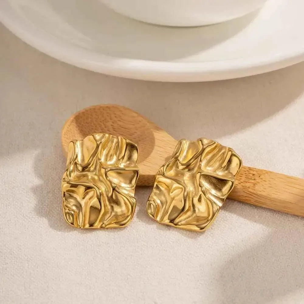 Geometric Gold-Plated Statement Earrings