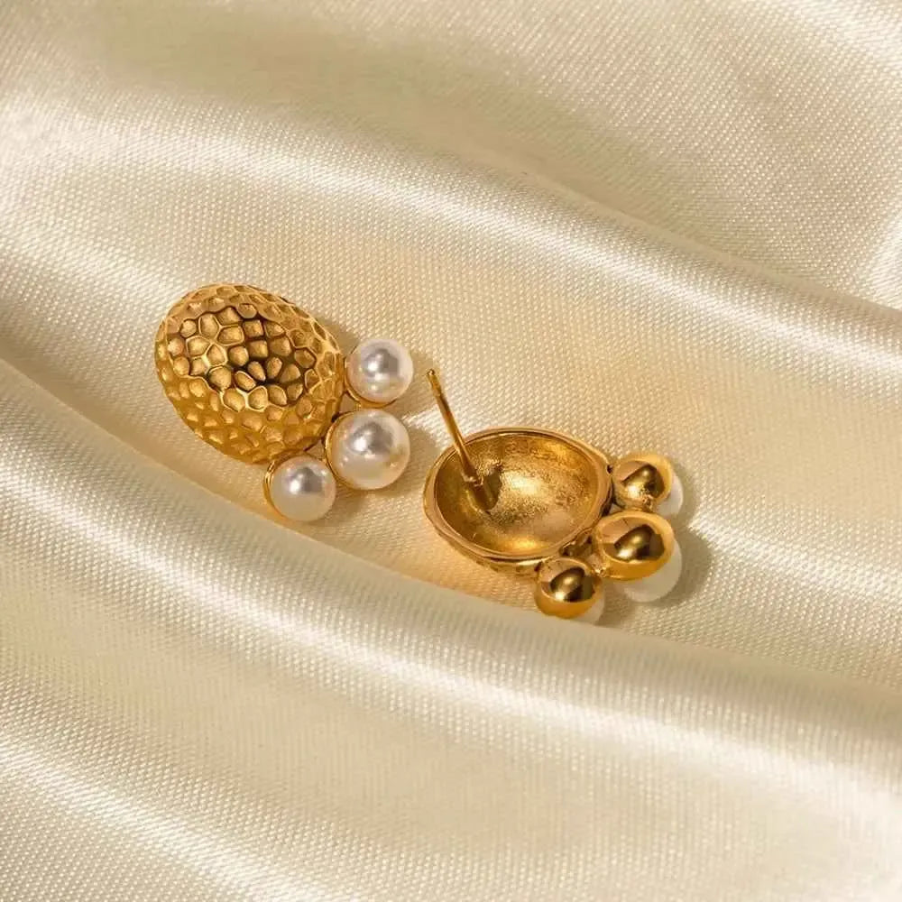 Stainless Steel Pearl-Inspired Earrings