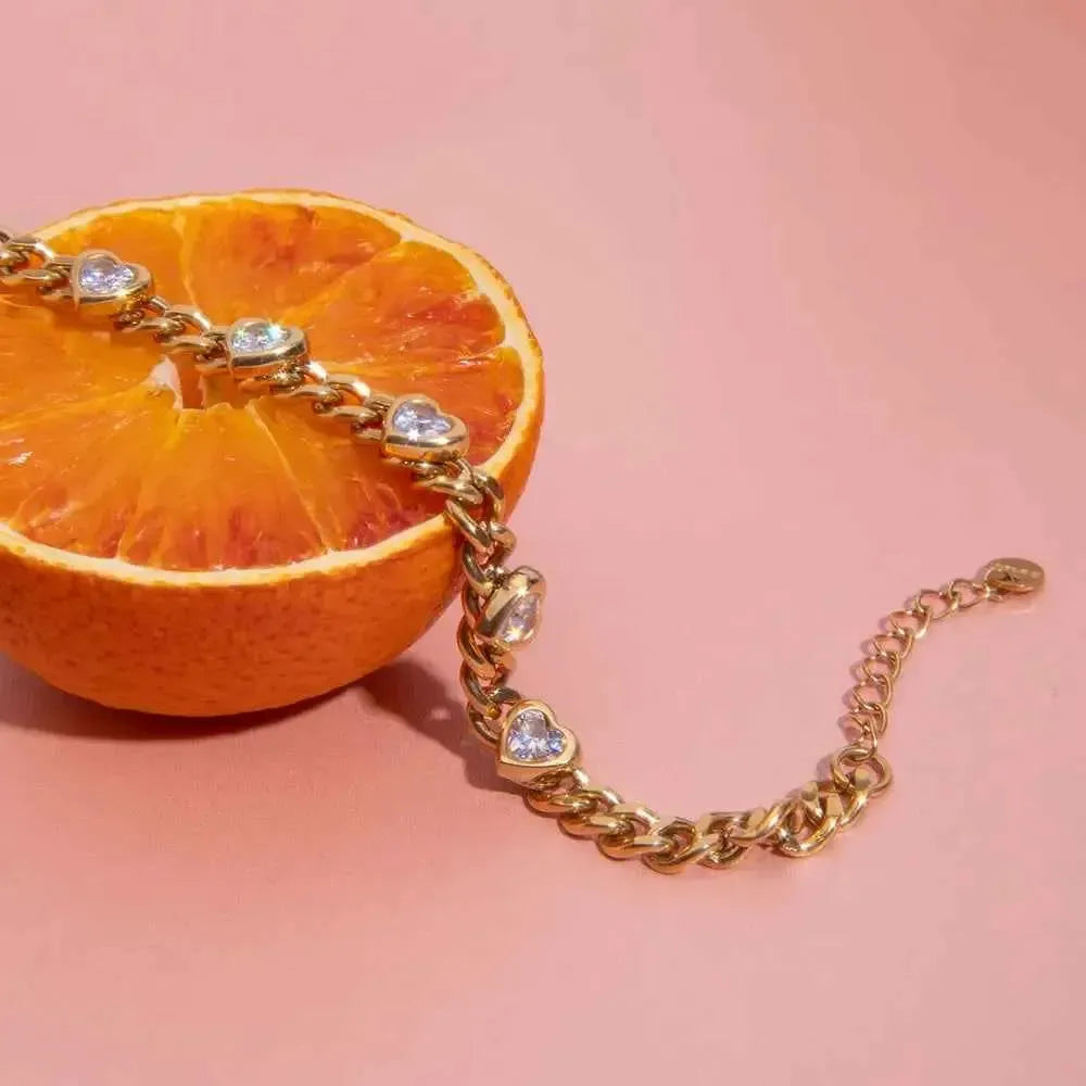5‑Piece Gold & Zircon Bracelet Set