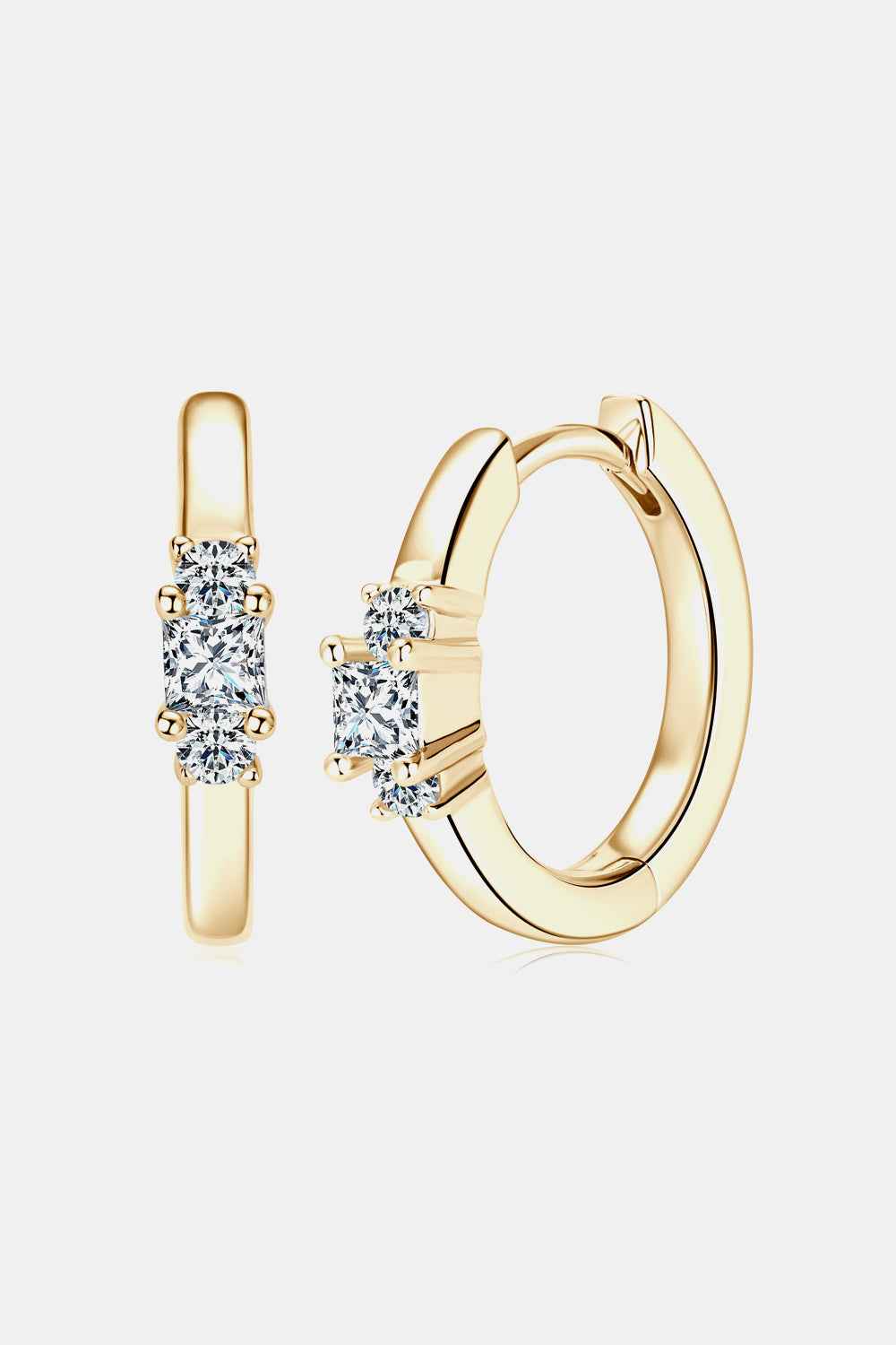 Dazzling Silver Moissanite Huggies