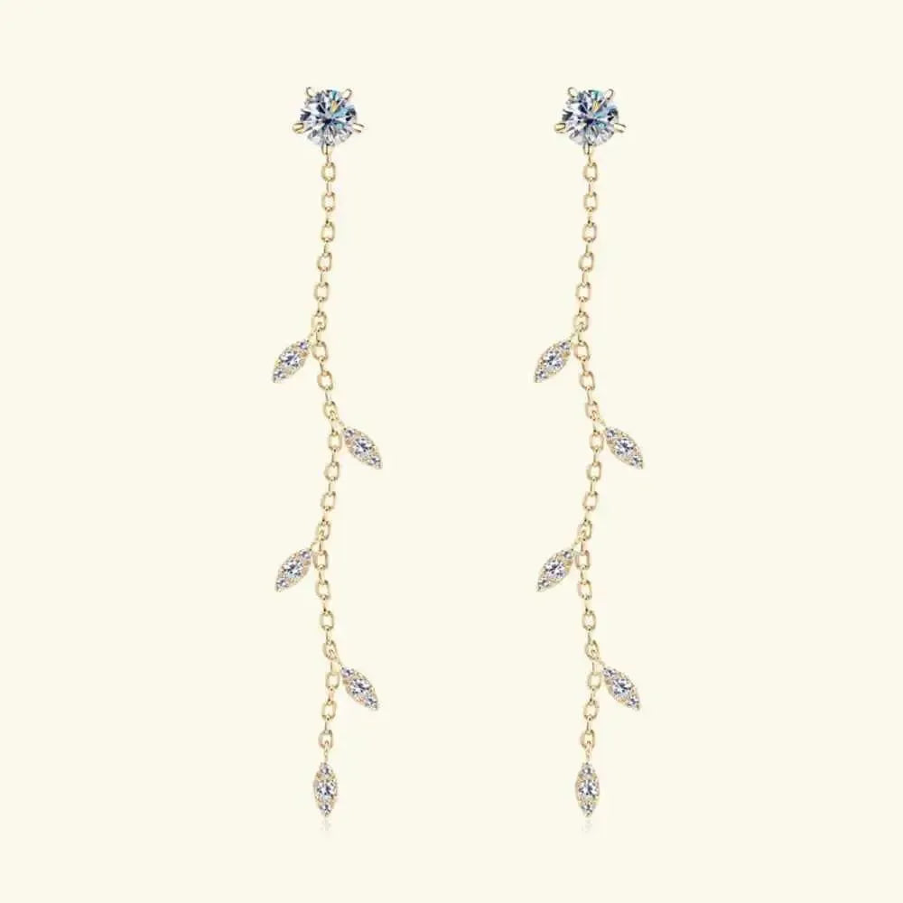 1.38ct Moissanite Silver Leaf Earrings