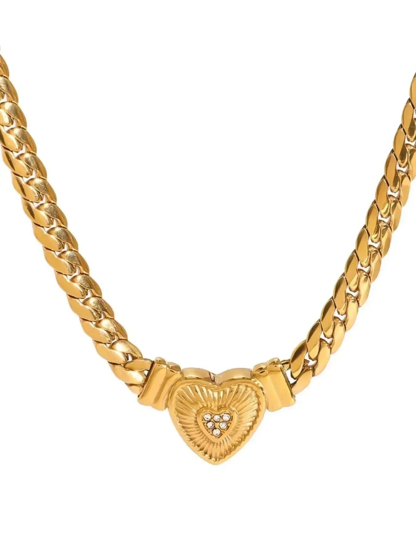 Luxe Love – Gold-Plated Heart Necklace with Sparkle