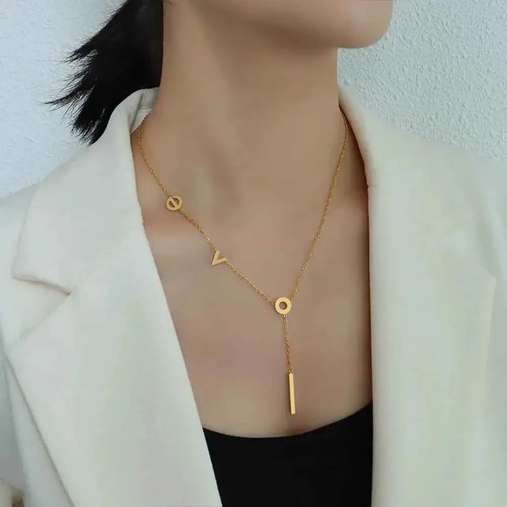 LOVE - Elegant Letter Charm Necklace