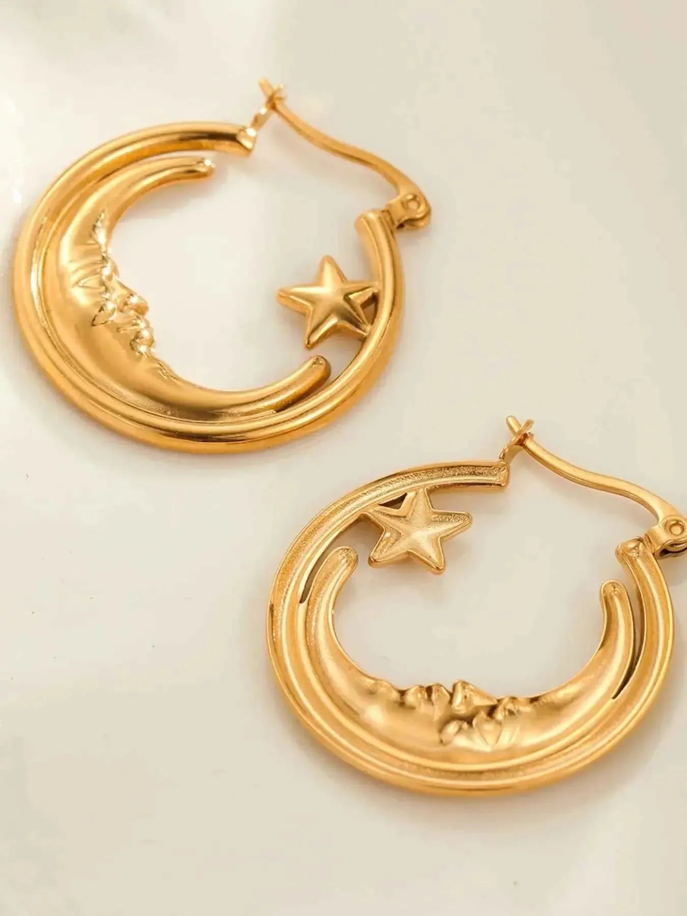 Celestial Moon & Star Hoop Earrings
