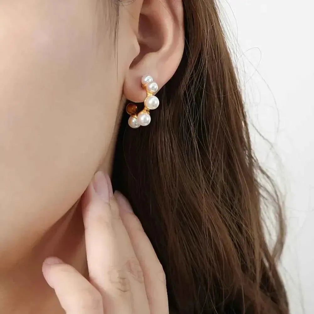 Elegant Pearl Earrings with Golden Touch