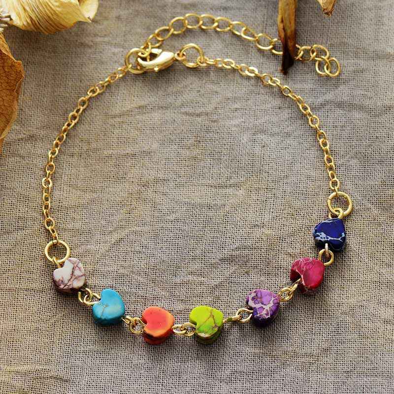 Natural Stone Heart Wristband