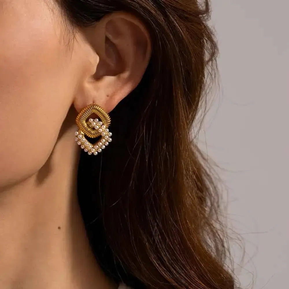 18K Gold-Plated Square Stud Earrings