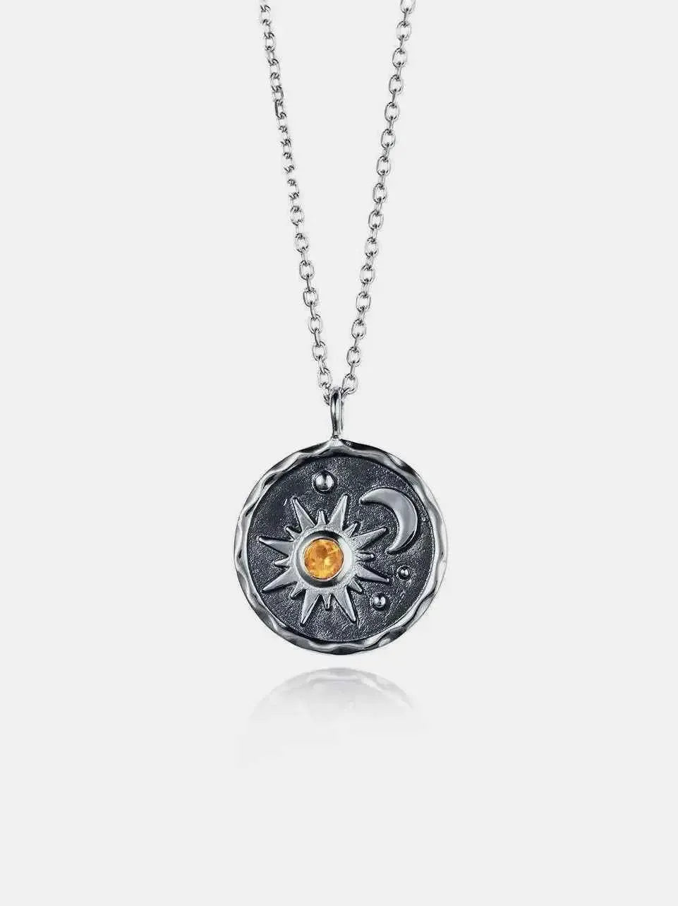Sun & Moon Zircon Pendant Necklace