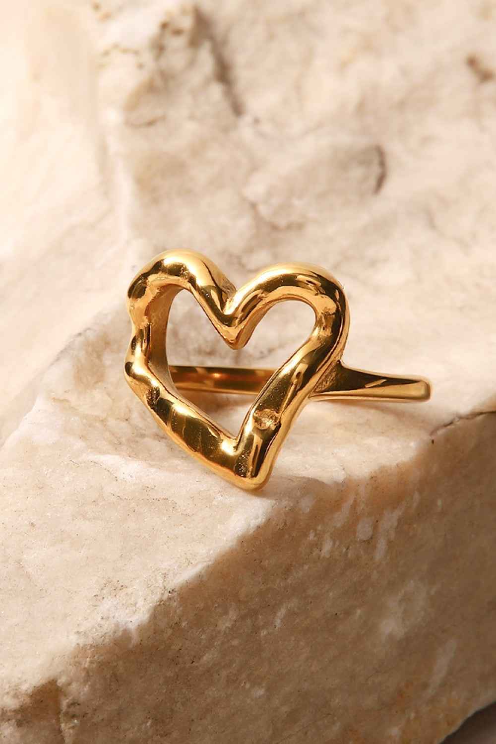 Gold Heart-Shaped Ring for Women