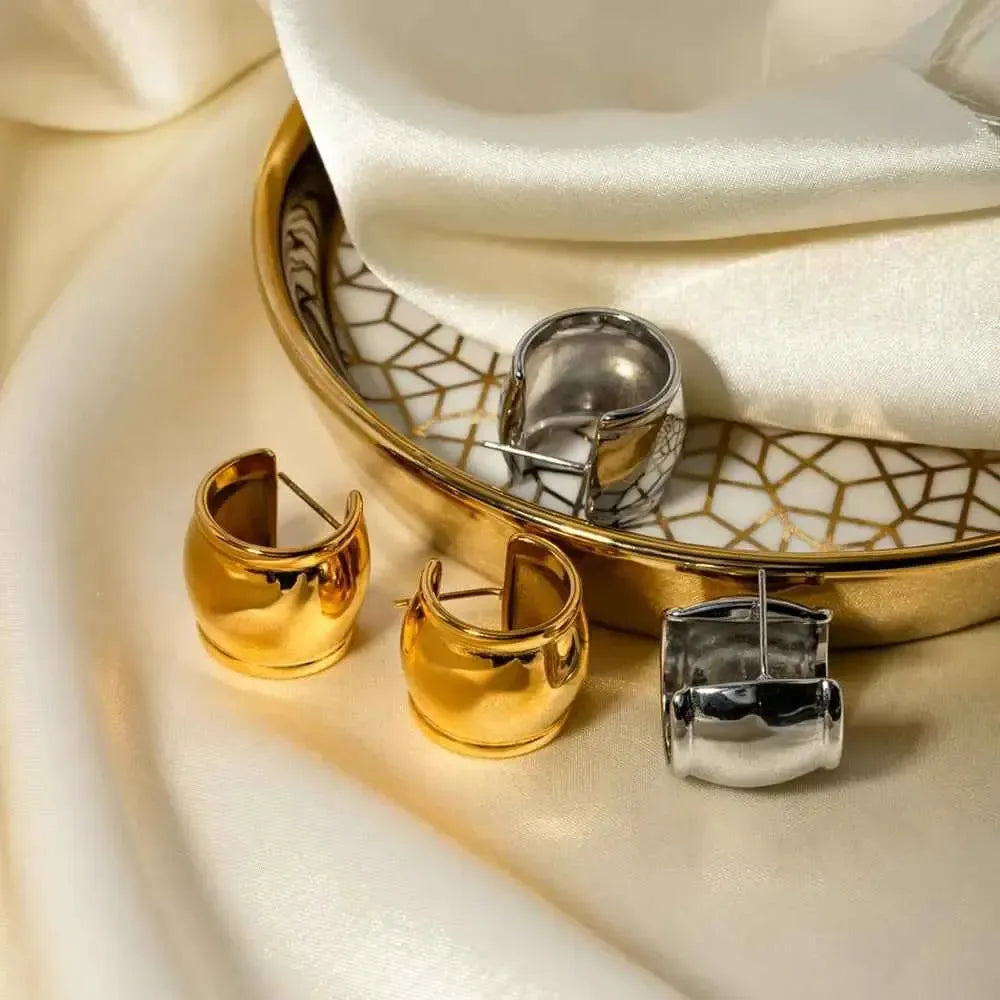 Bold Open Hoop Stainless Earrings