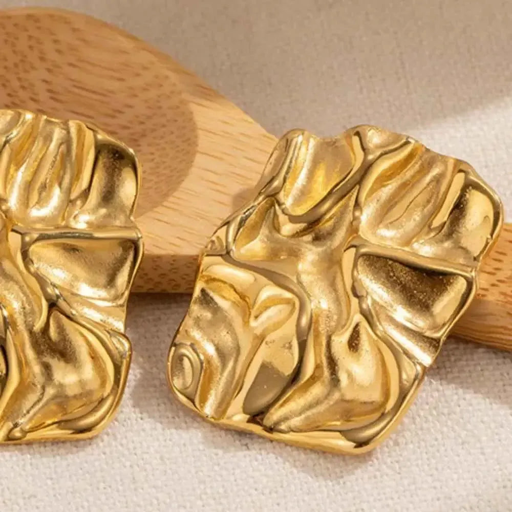 Geometric Gold-Plated Statement Earrings
