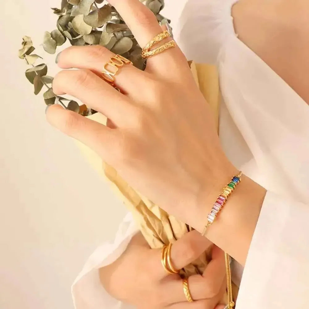 Modern Zircon Accent Titanium Bracelet