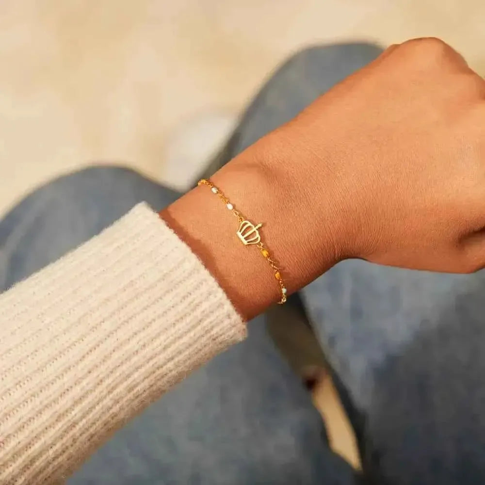 Crown Bead Gold-Plated Bracelet