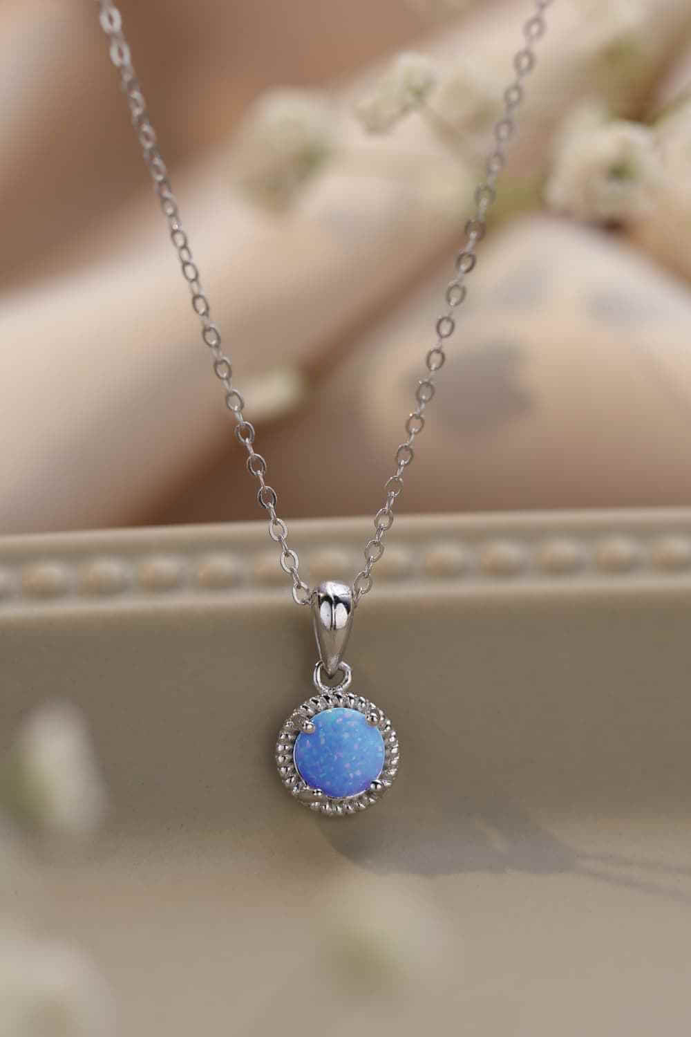 Opal Round Sterling Silver Necklace