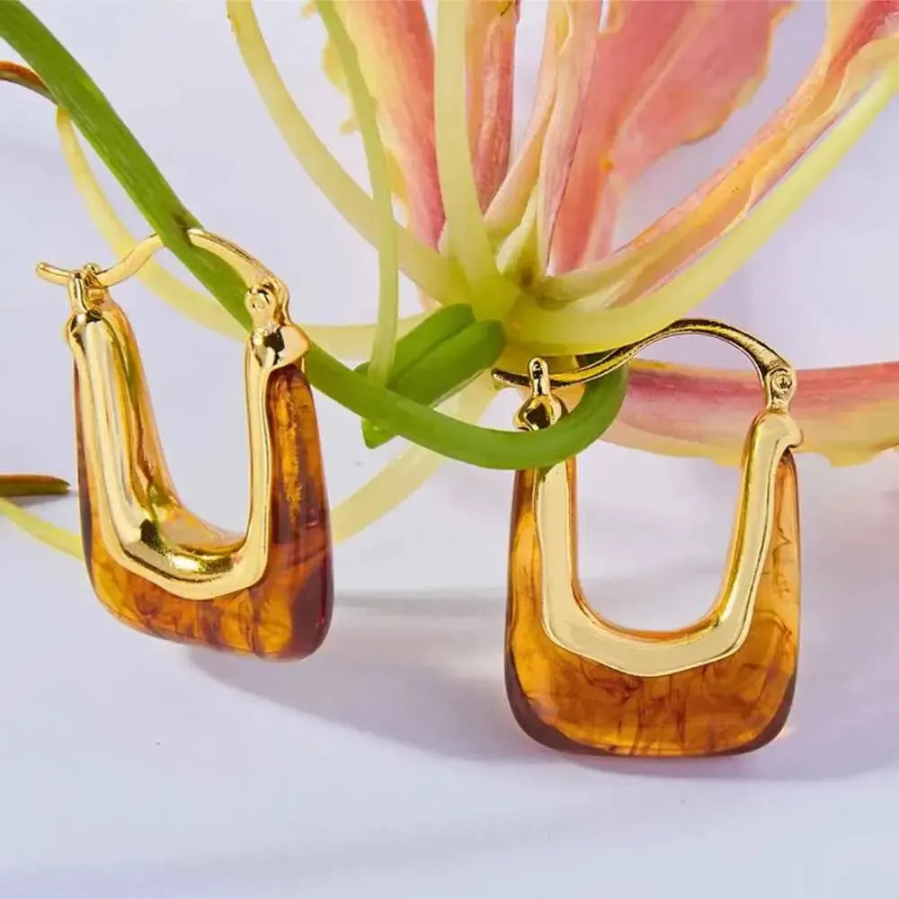 Modern U-Shaped Resin Earrings