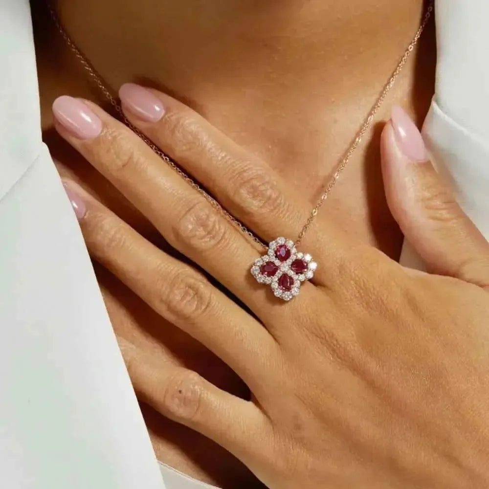 Ruby Blossom 925 Silver Necklace