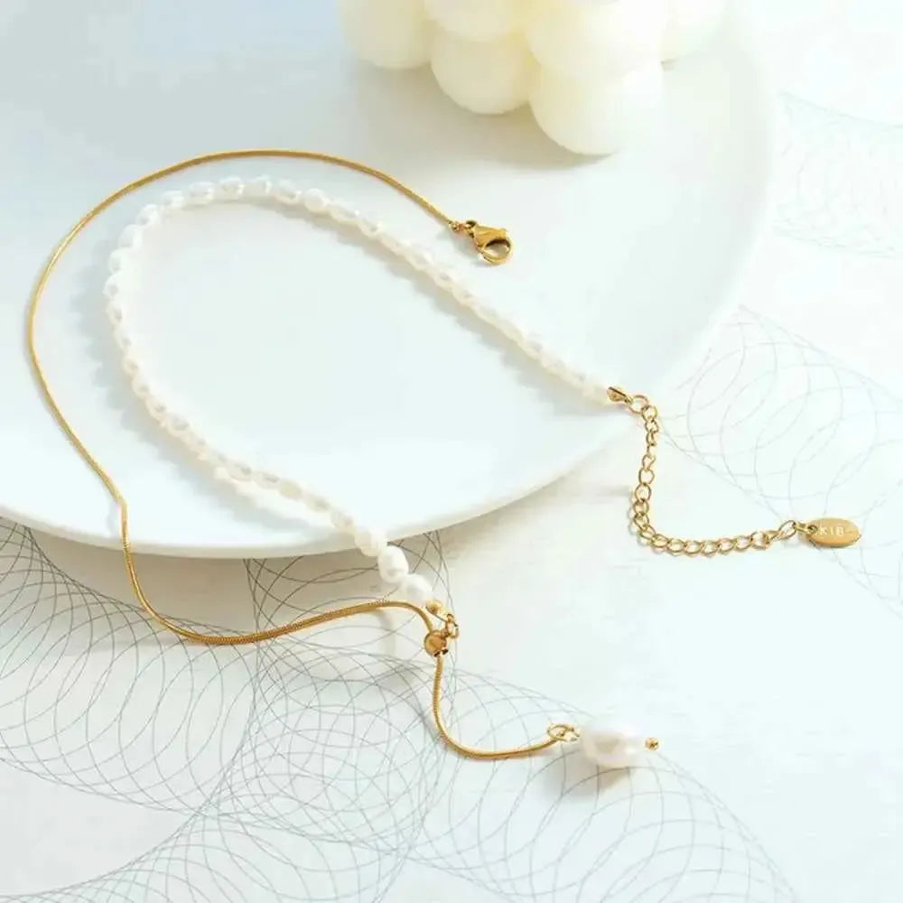 Elegant Freshwater Pearl Chain Necklace