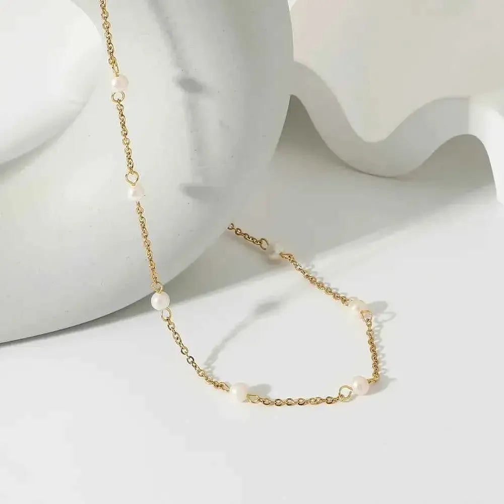 Gold‑Plated Freshwater Pearl Necklace