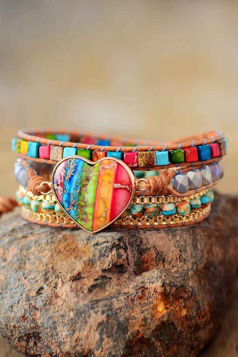Hypoallergenic Jasper-Crystal Layered Jewelry