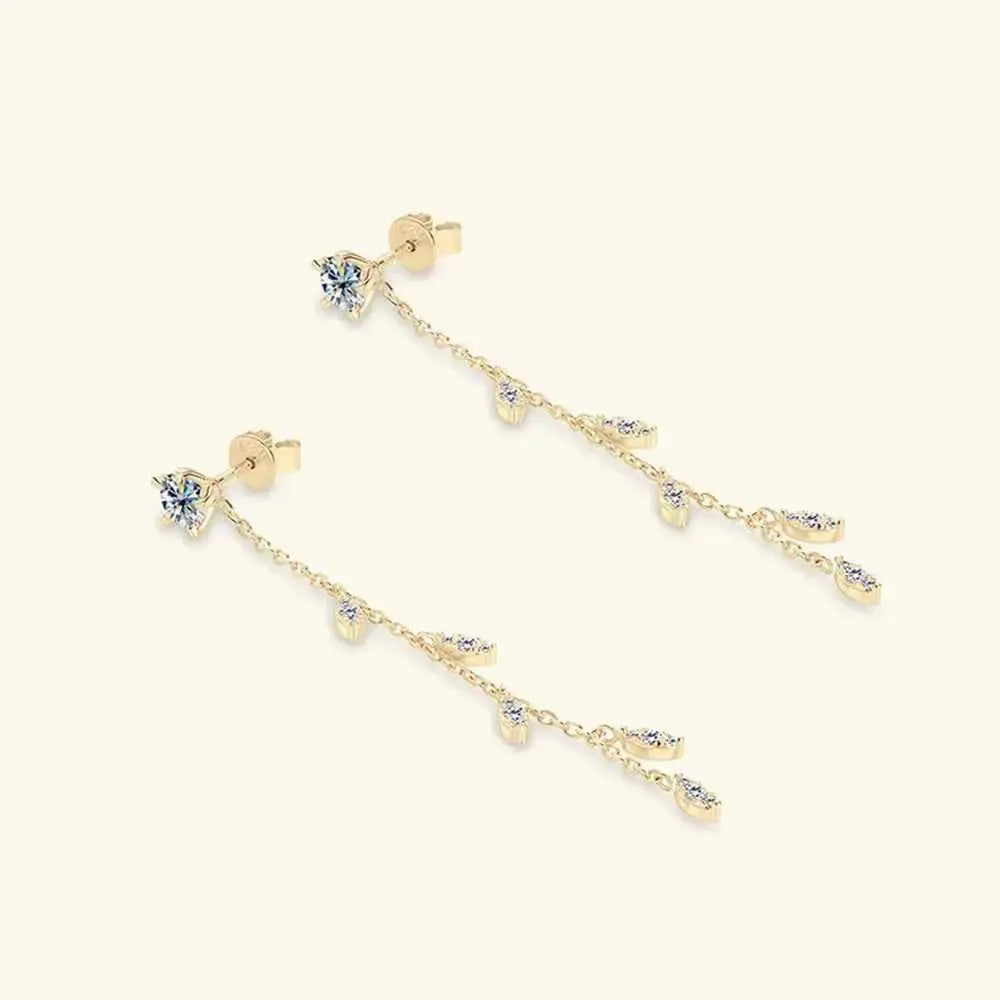 1.38ct Moissanite Silver Leaf Earrings