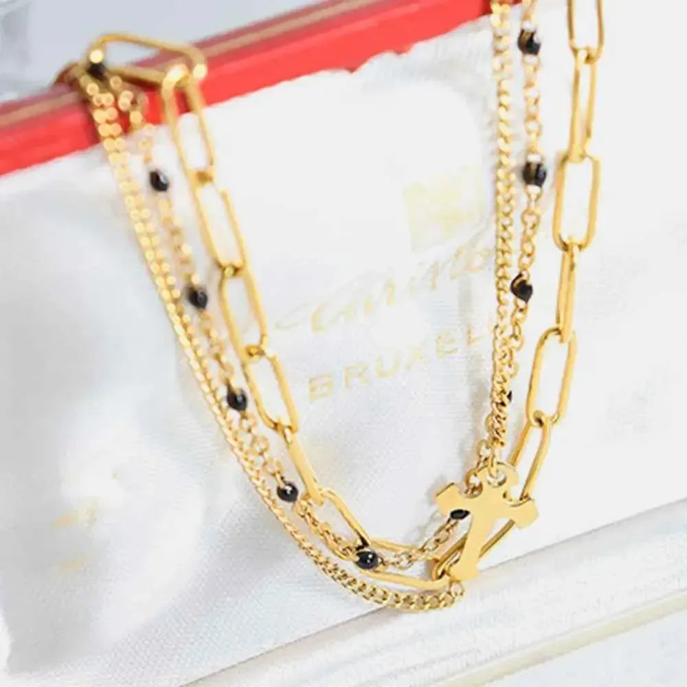 Modern Three-Strand Metal Bracelet