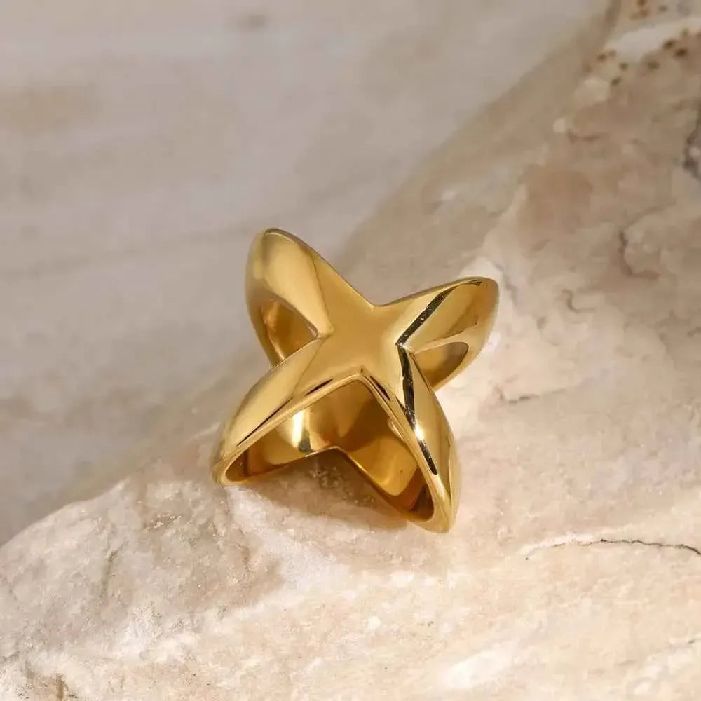 Crisscross Gold Ring – 18K Plated Style