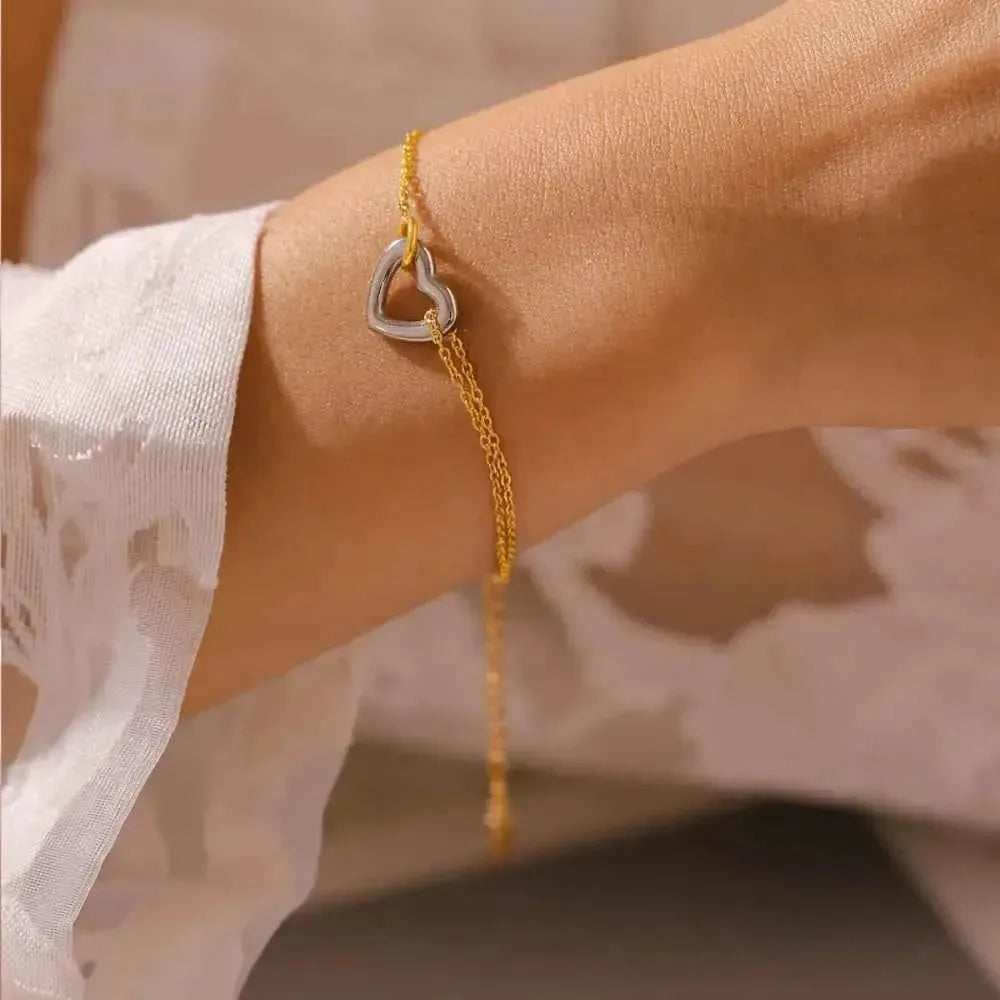 Romantic Heart Link Chain Bracelet