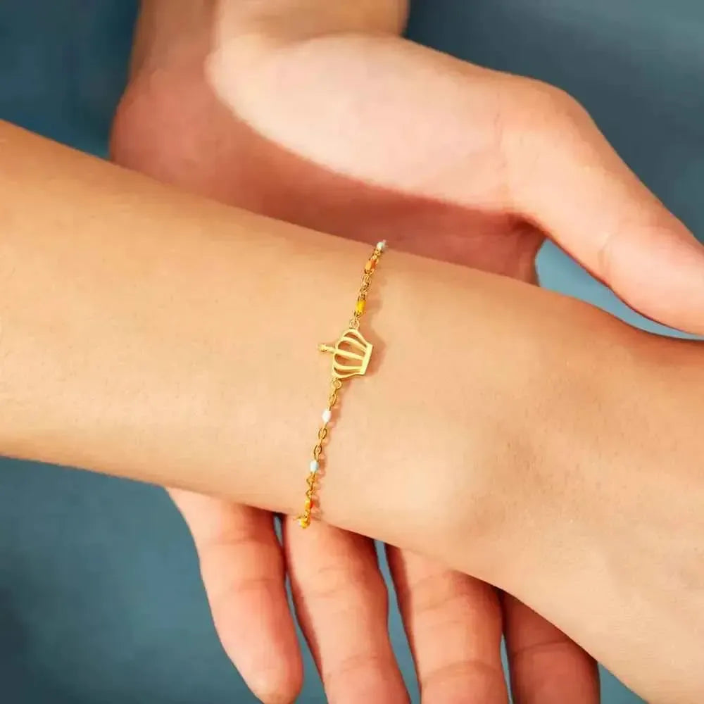Crown Bead Gold-Plated Bracelet