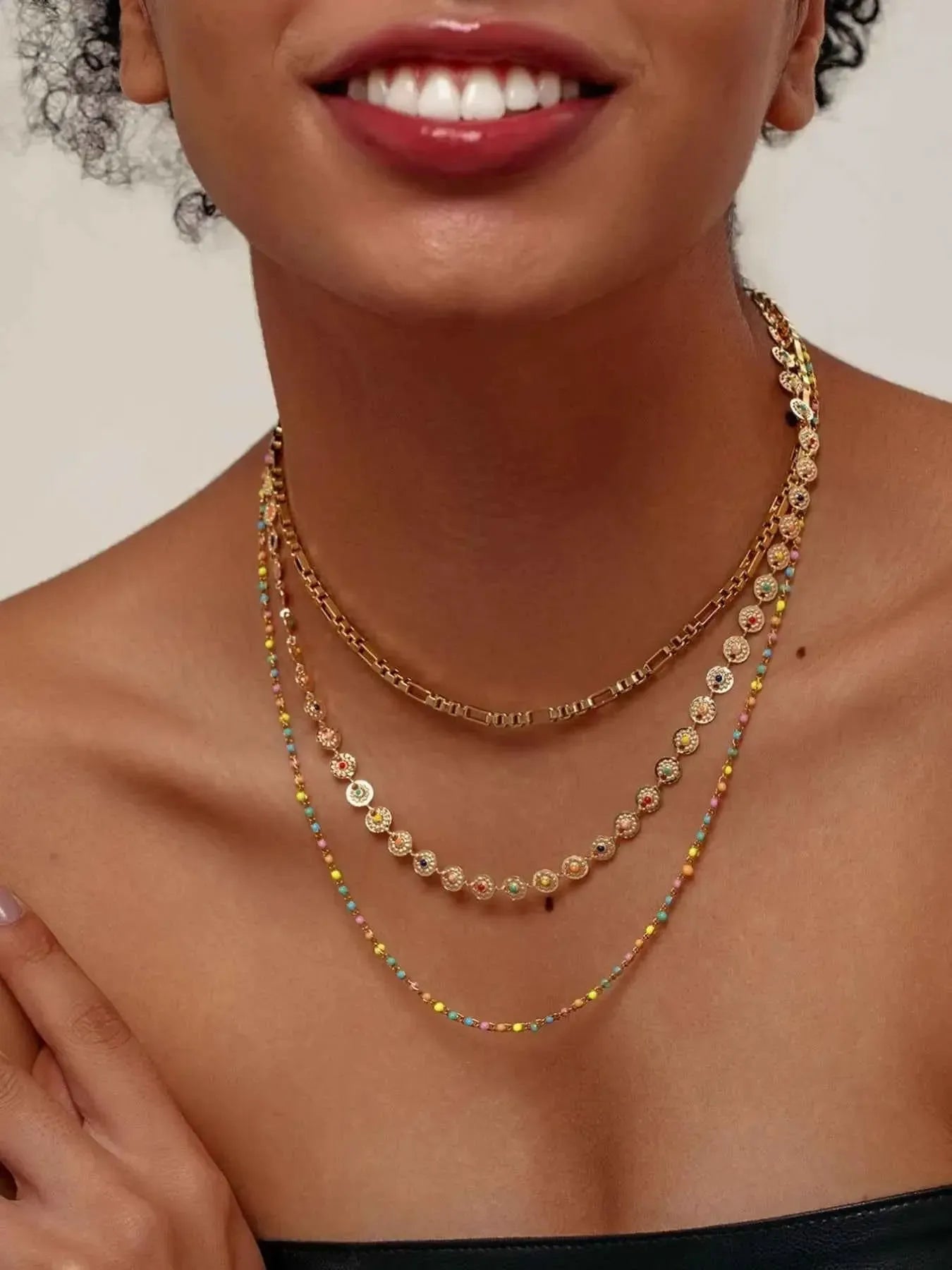 Playful Resin Bead Layered Necklace