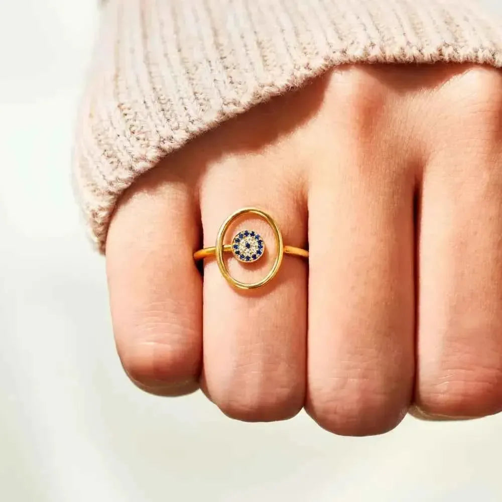 925 Silver Ring – Dainty Evil Eye Design