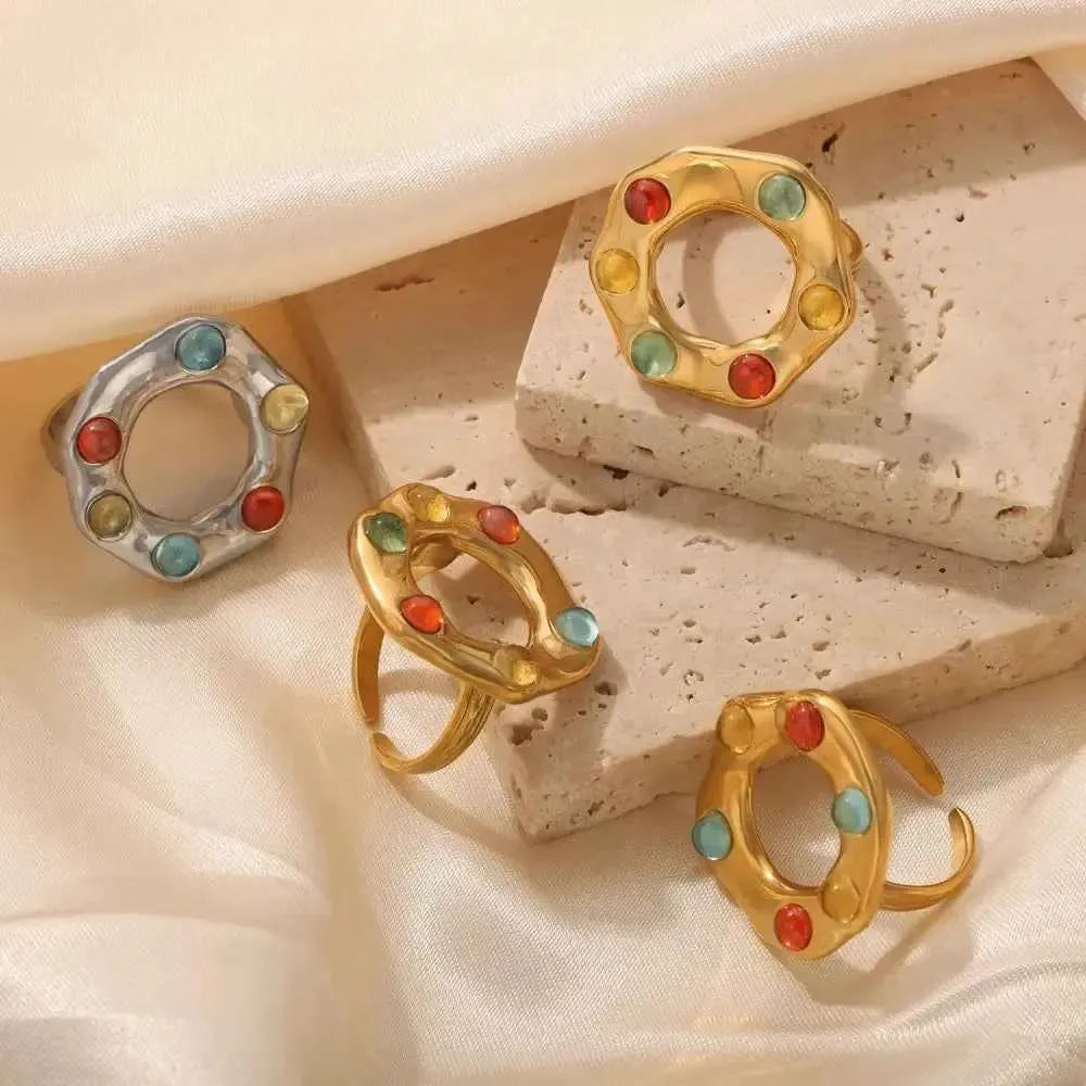 Titanium Steel Ring – Colorful Bead Style