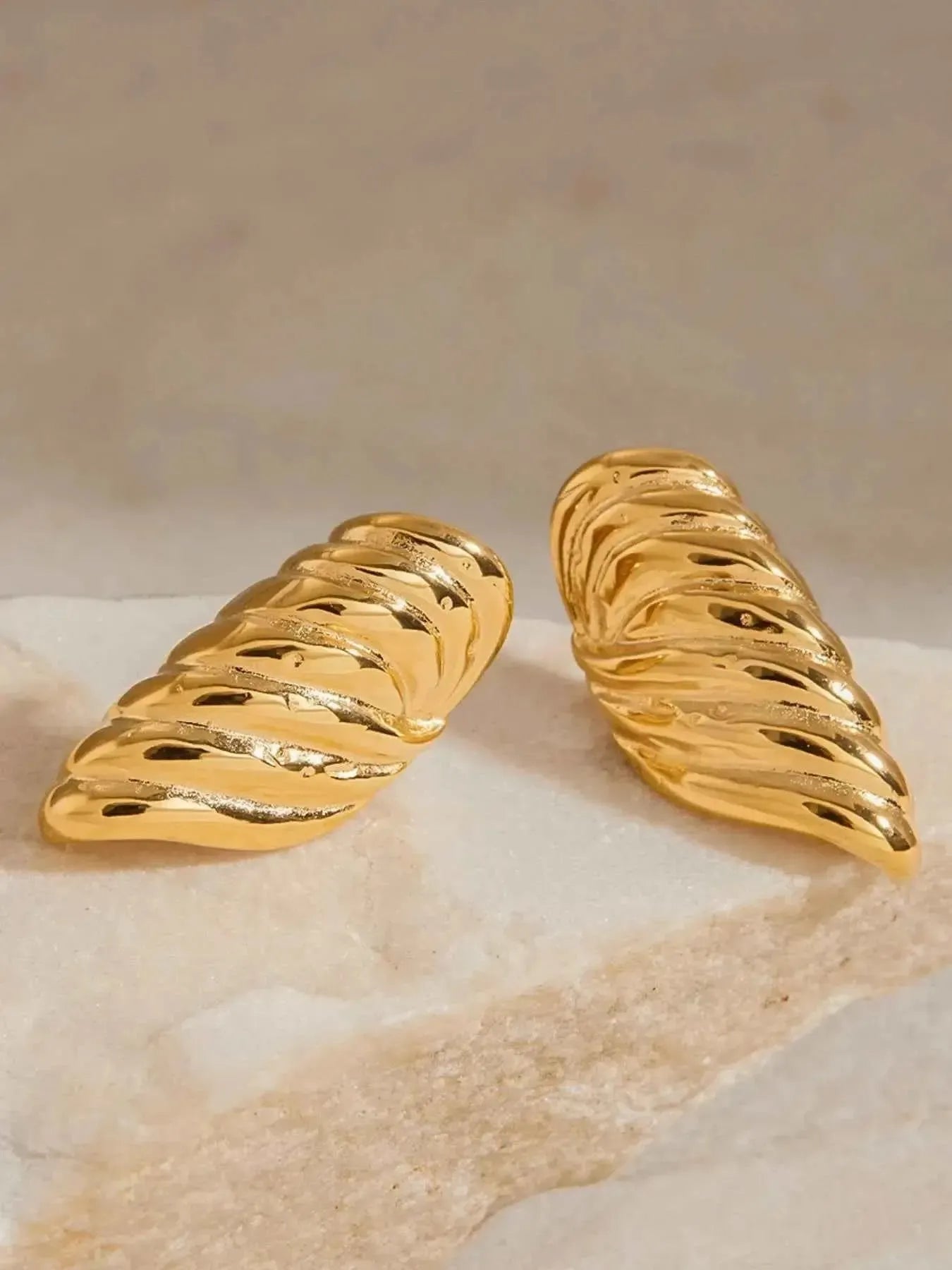 Gold Angel Wing Stud Earrings