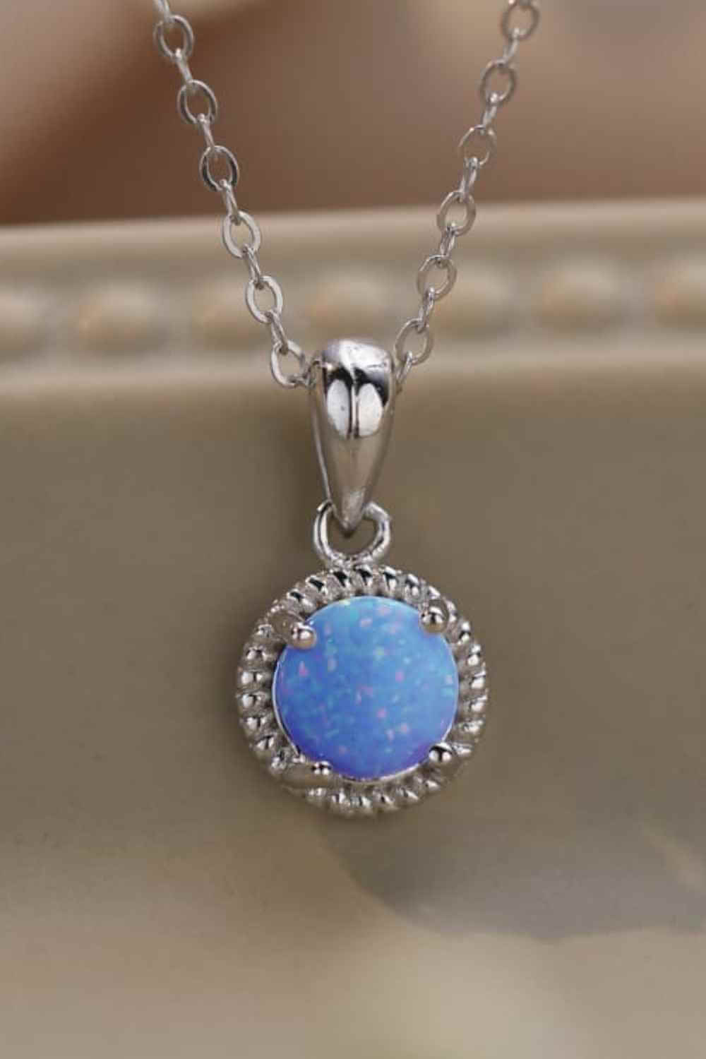Opal Round Sterling Silver Necklace
