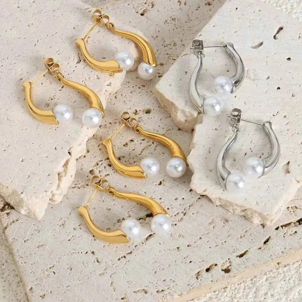 Unique Design Pearl Accent Earrings