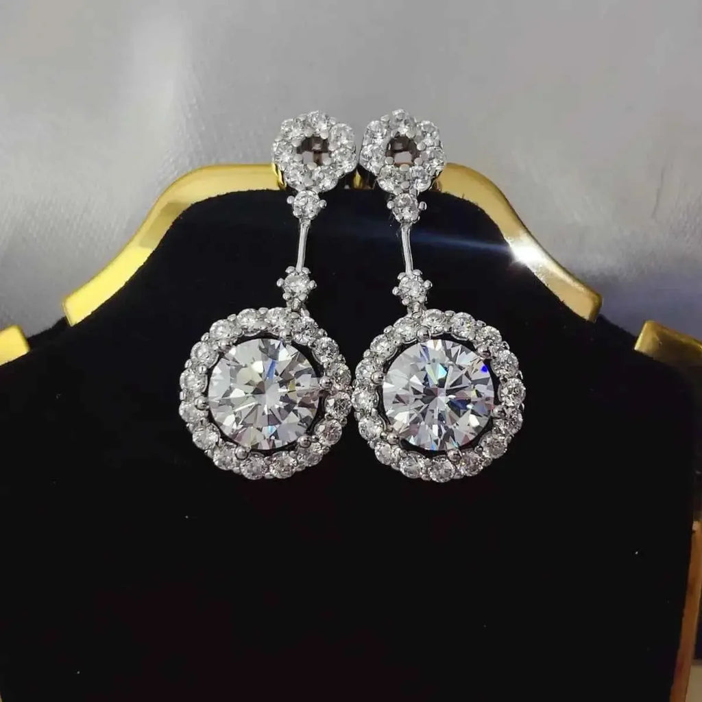4 Carat Crystal Halo Earrings