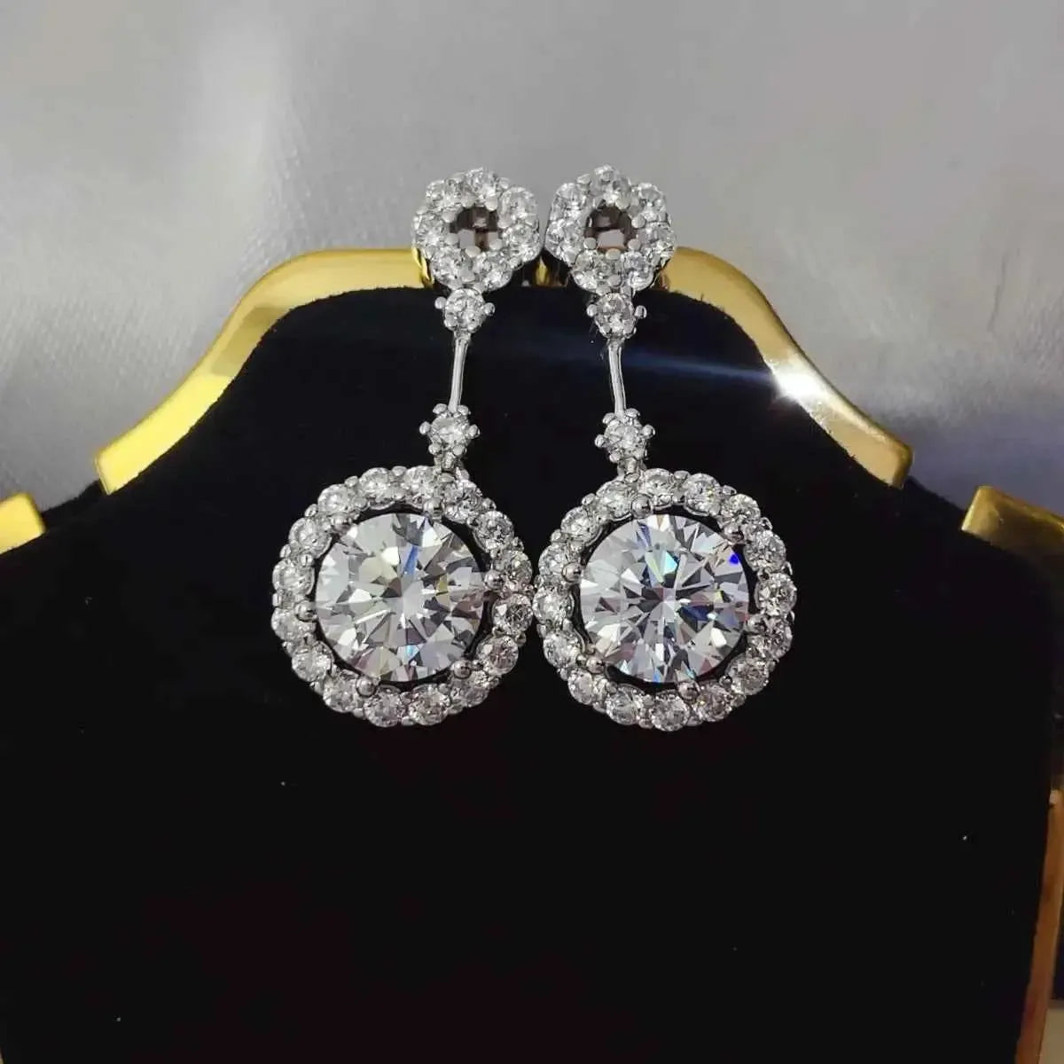 4 Carat Crystal Halo Earrings